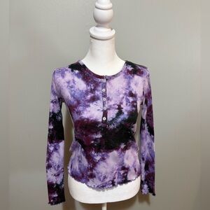 Art Class Purple and Black Tie-Dye Long Sleeve Tee